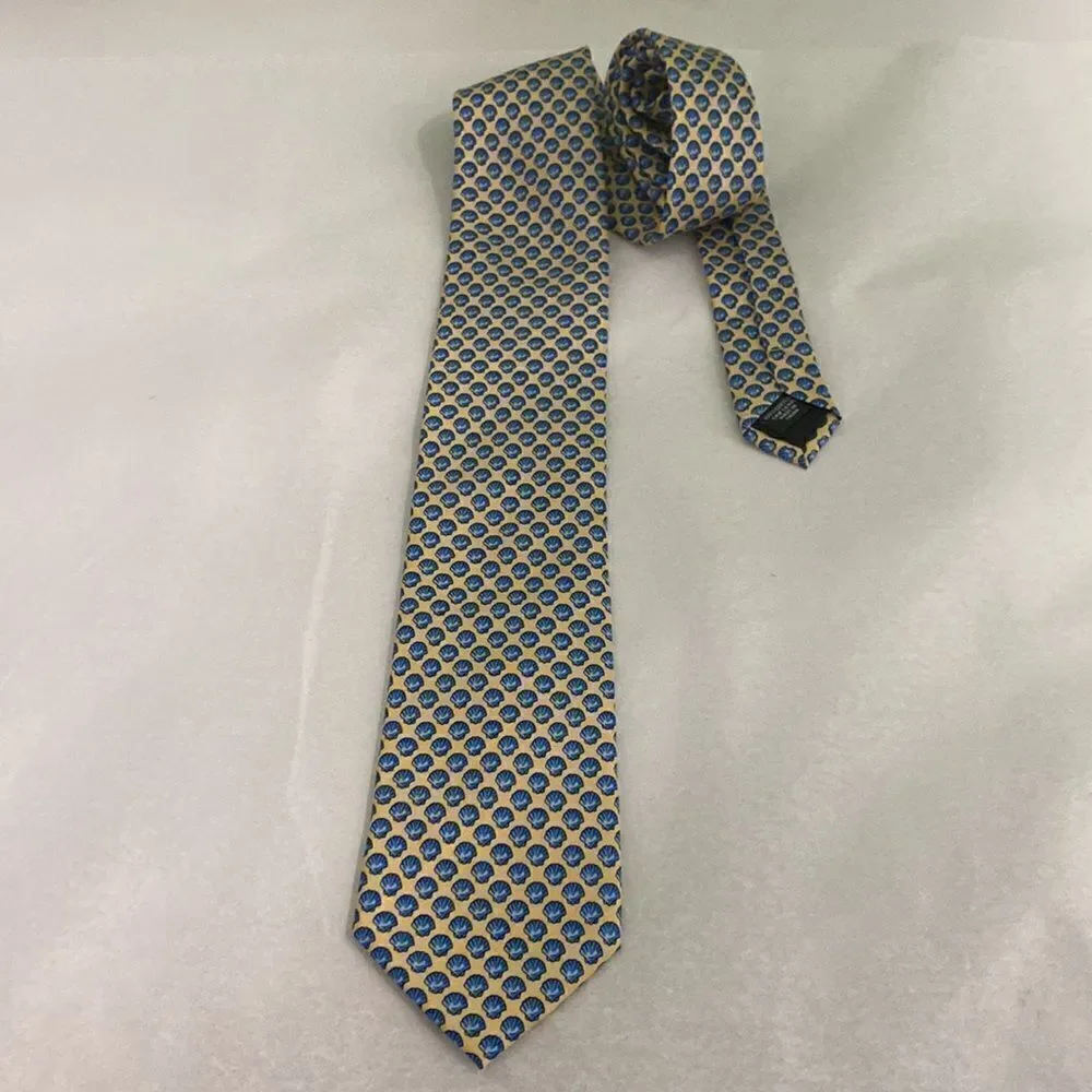 J.Crew The Silk Tie Mens Yellow Blue Shell Classic Tie